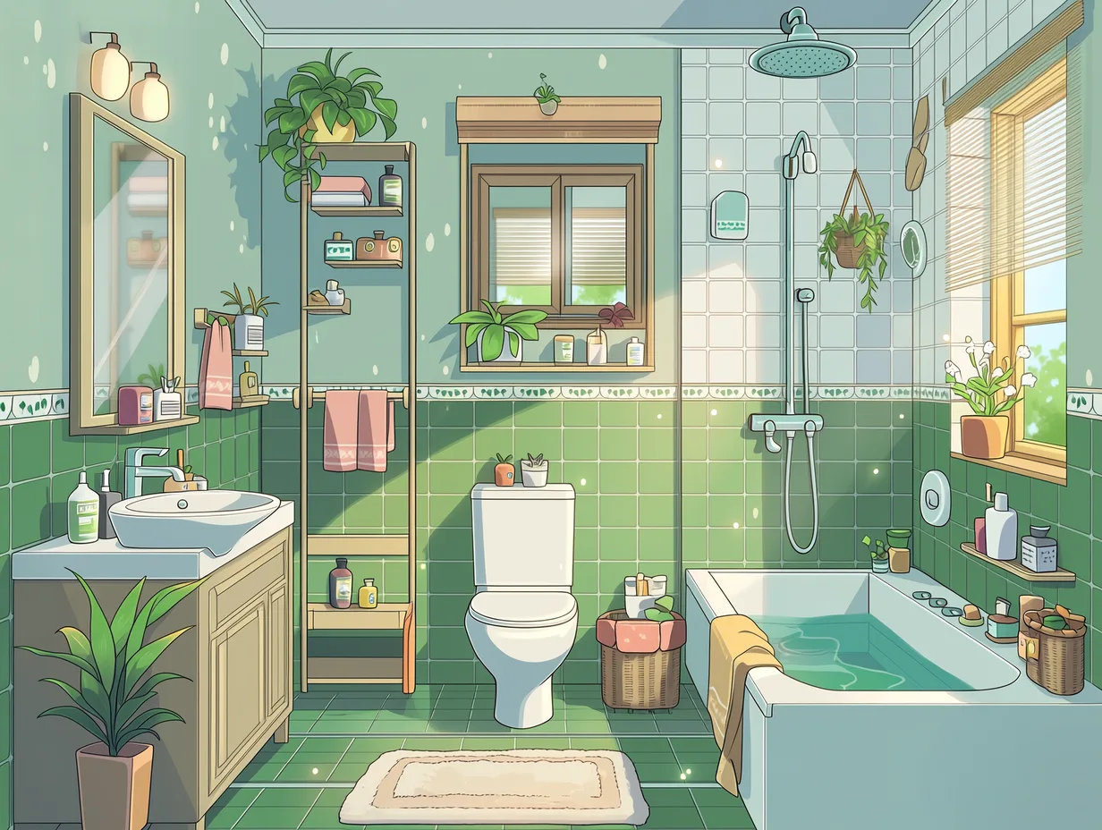 Green tile bathroom