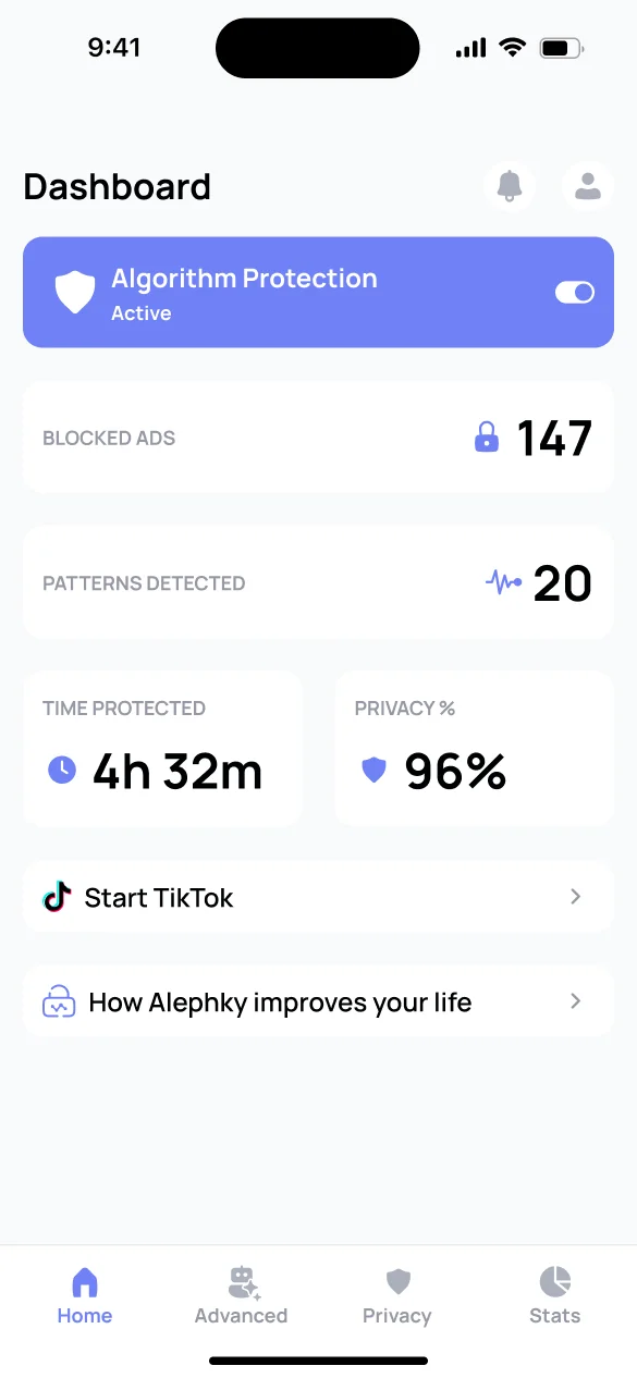 Alephky App, screen 1