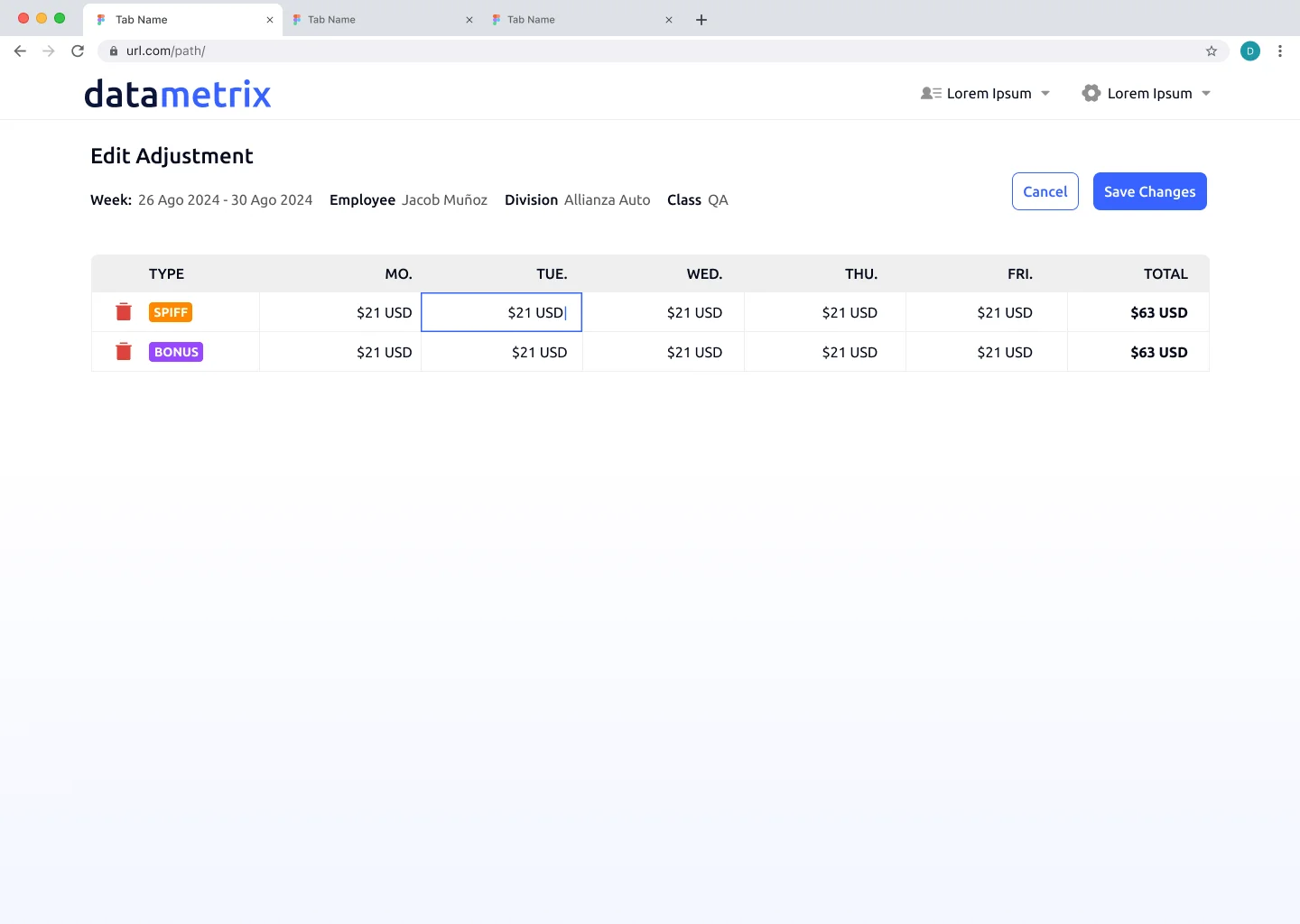 Datametrix, screen 2
